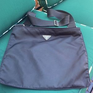 Prada Nylon Messenger Nylon Black Cross Body Bag